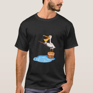 Humourous Cartoon Pelican Fishing T-Shirt