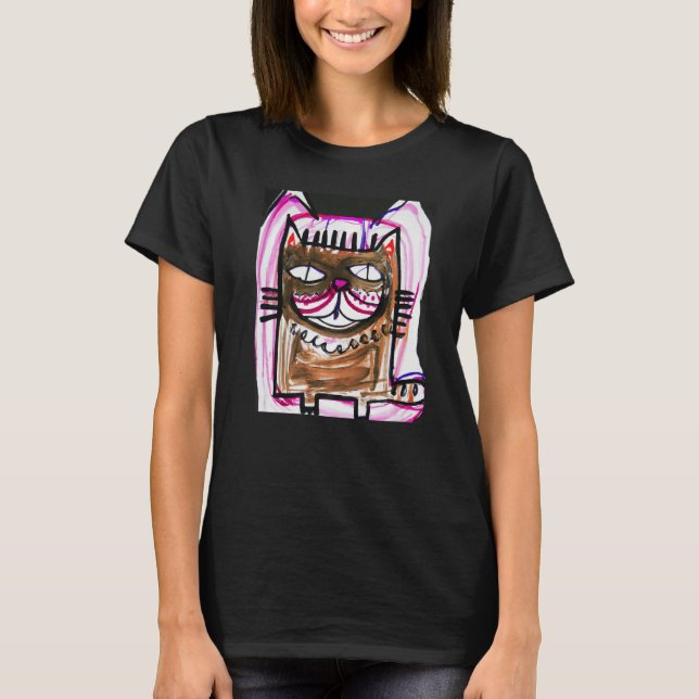 Humourous cat artwork kitty portrait meow kitten   T-Shirt (Front)
