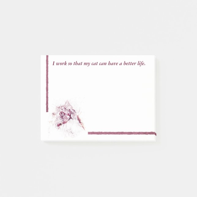 Humourous Cat Lover's Post-it Notes (Front)