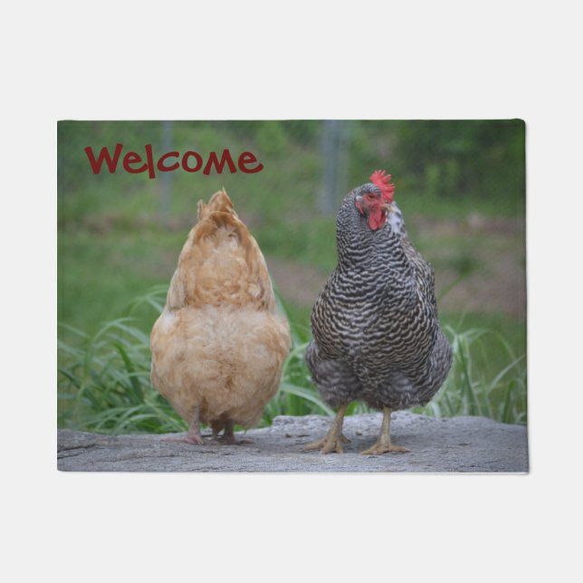 Humourous Chicken Welcome Mat (Front)
