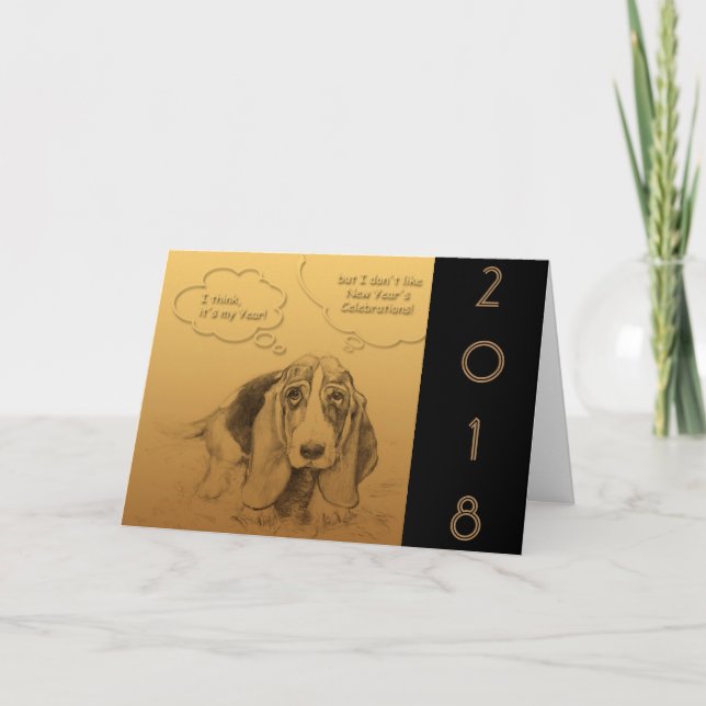 Humourous Chinese Dog custom Year Greeting Card (Front)