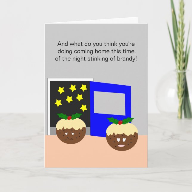 Humourous Christmas Card Christmas Pudding Design (Front)