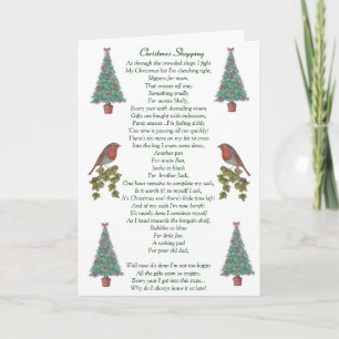 humourous christmas poem robin and xmas tree holiday card