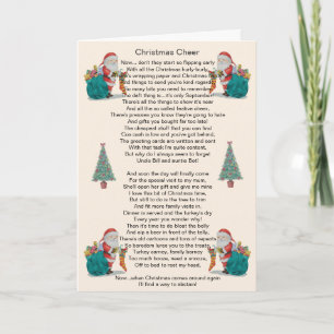 humourous christmas poem santa and xmas tree art holiday card