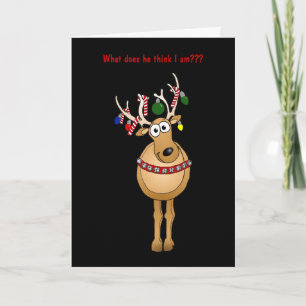 Humourous Christmas Tree Reindeer card. Holiday Card
