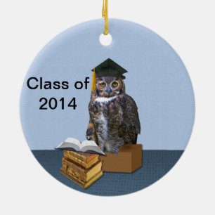 Humourous Class of 2014 Graduation Owl Ceramic Ornament