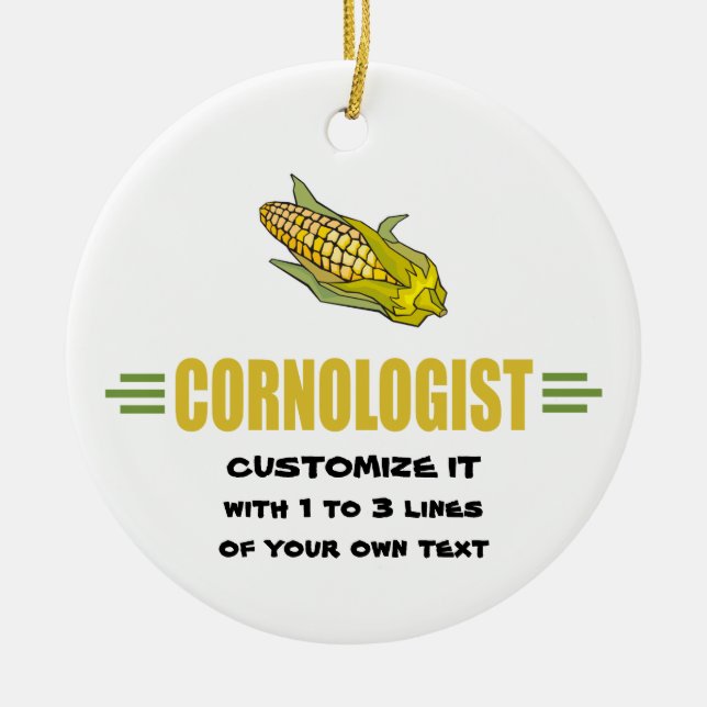Humourous Corn Lover Ceramic Ornament (Front)