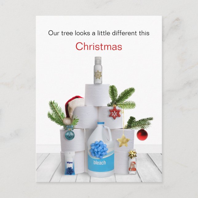 Humourous Covid Christmas Tree Postcard (Front)