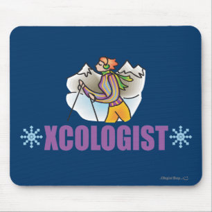 Humourous Cross Country Snow Skiing Mouse Pad
