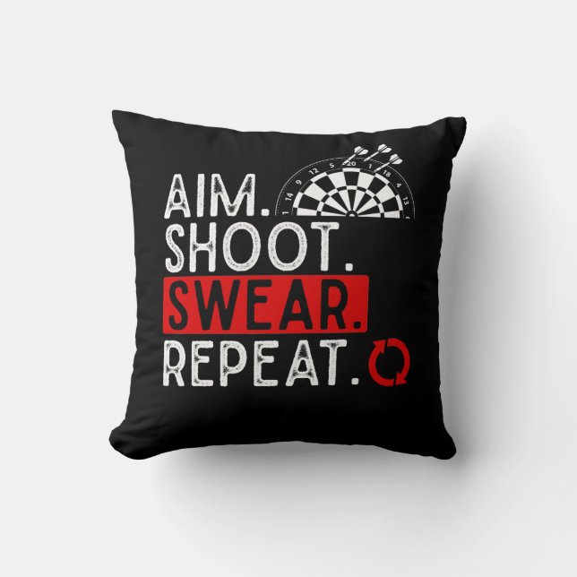 Humourous Darts Problems Dartboard Fun Hobby Dart  Throw Pillow (Front)
