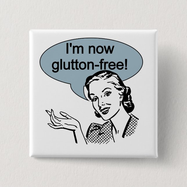 Humourous Dieting Glutton Free 2 Inch Square Button (Front)