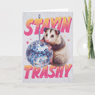 Humourous Disco Opossum Typography Graphic Card