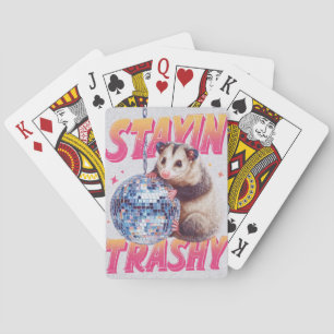 Humourous Disco Opossum Typography Graphic Playing Cards