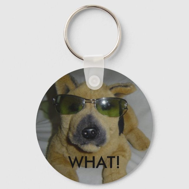 Humourous Dog in Glasses Keychain (Front)