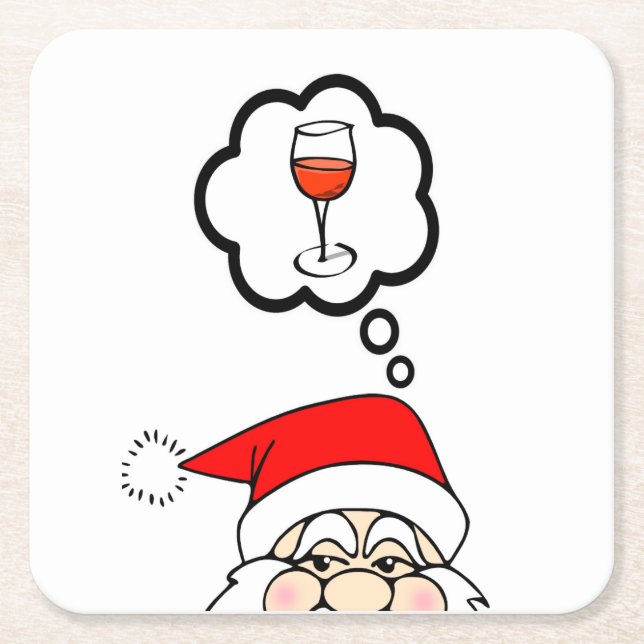 Humourous Dreaming Santa Paper Coasters (Front)