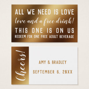 Humourous Drink Tickets in White & Faux Gold Foil
