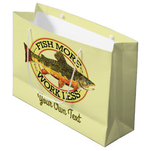 Humourous Fish More - Work Less Trout Fishing Large Gift Bag