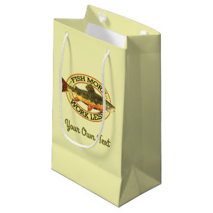 Humourous Fish More - Work Less Trout Fishing Small Gift Bag