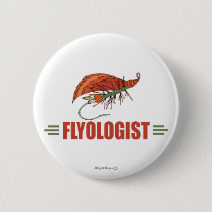 Humourous Fly Tying, Fly Fishing 2 Inch Round Button