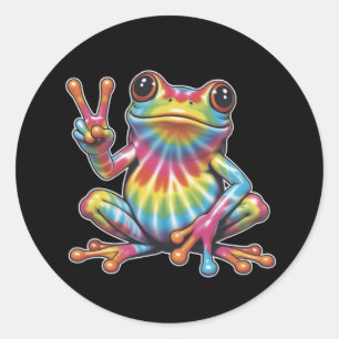 Humourous Frog Lover Tie-Dye Frog Peace Sign Hippi Classic Round Sticker