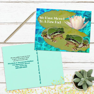 Humourous Frogs Lilies Pad We Moved Announcement Postcard