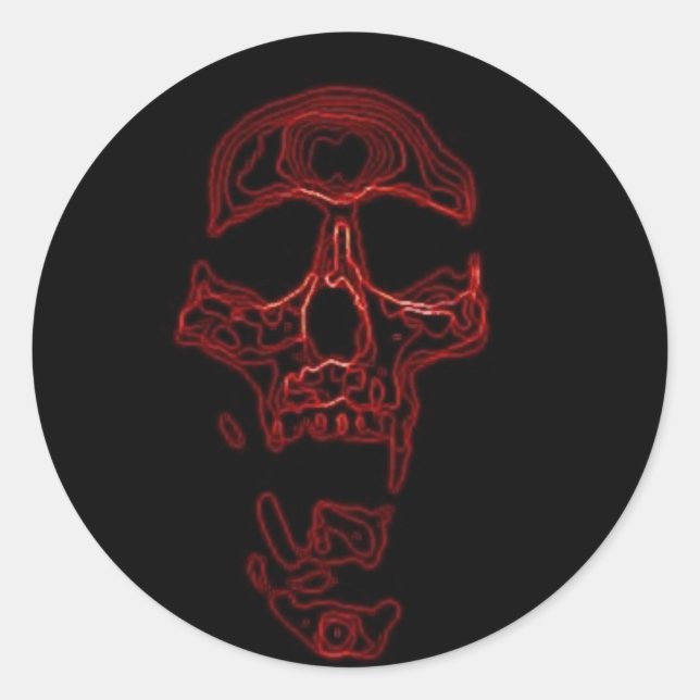 Humourous Funny Skull Classic Round Sticker (Front)