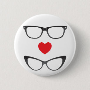 Humourous Geek Love - Heart & Eyeglasses 2 Inch Round Button