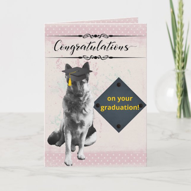 Humourous German Shepherd Graduation Card (Front)