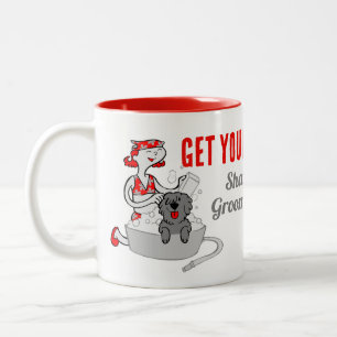 Humourous Get Your Groom On in Red Custom Two-Tone Coffee Mug
