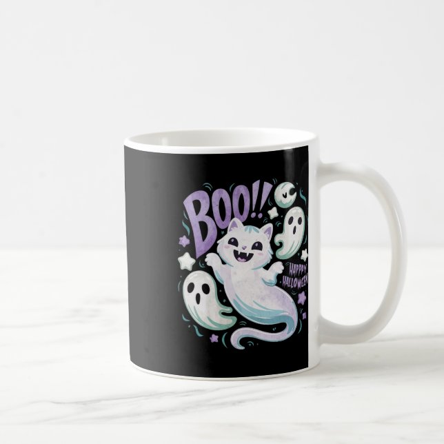 Humourous Ghost Cat Boo Kitty Halloween  Coffee Mug (Right)
