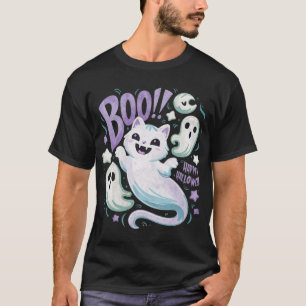 Humourous Ghost Cat Boo Kitty Halloween T-Shirt