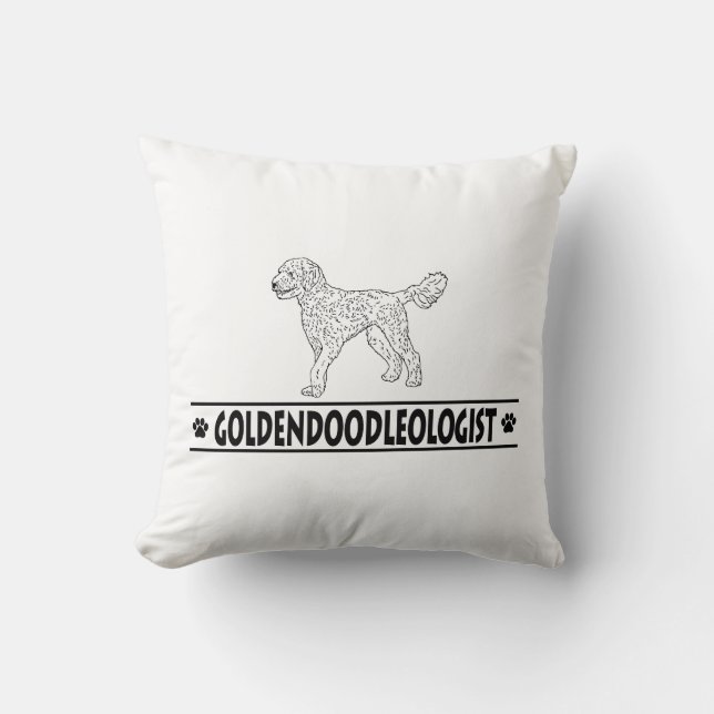 Humourous Goldendoodle Throw Pillow (Front)