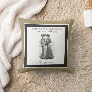 Humourous Good Friends gift throw pillow