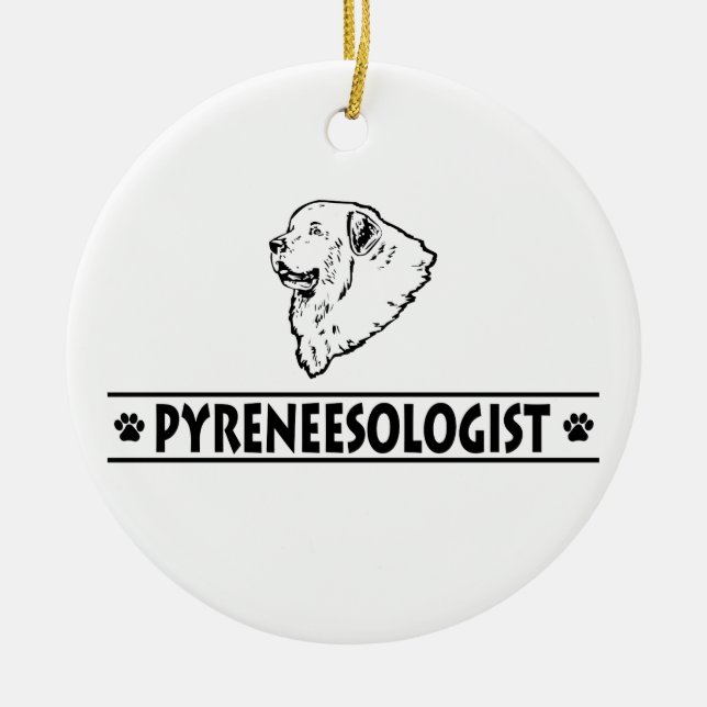 Humourous Great Pyrenees Ceramic Ornament (Front)