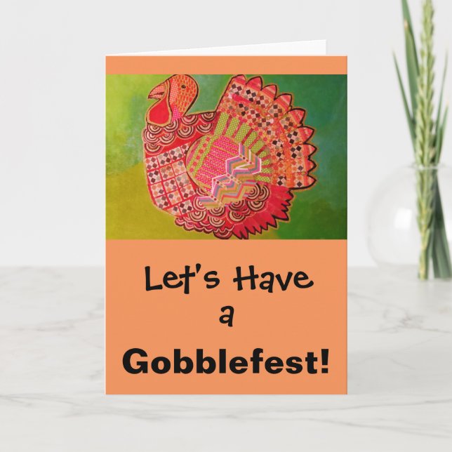 Humourous Greeting Card with Bright Turkey (Front)