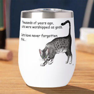Humourous Grey Whimsical Cat Egyptian Mau
