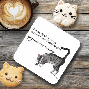 Humourous Grey Whimsical Cat Egyptian Mau Coaster