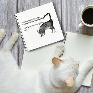 Humourous Grey Whimsical Cat Egyptian Mau Notebook