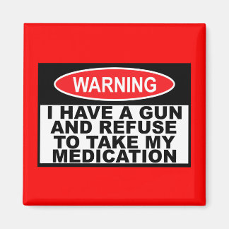 Humourous gun warning sign magnet
