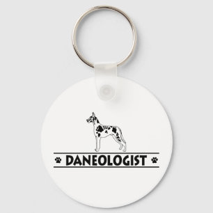 Humourous Harleqhin Great Dane Keychain