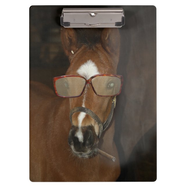 Humourous Horse Foal Smoking Cigar Clipboard (Front)