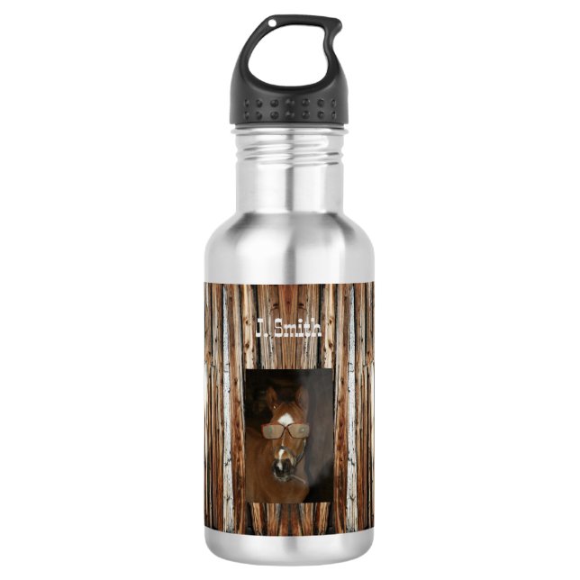 Humourous Horse Foal Smoking Cigar Water Bottle (Front)