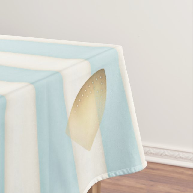 Humourous Iron Burn Mark Von Cute Baby Blue Stripe Tablecloth (In Situ)