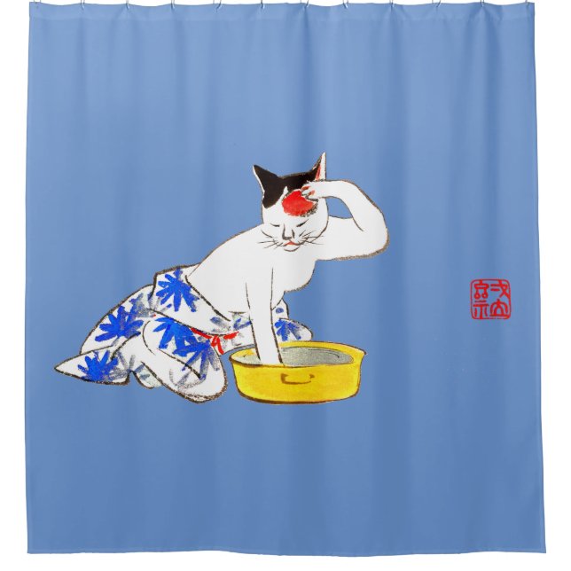 Humourous Japanese Cat Bathing I (Front)