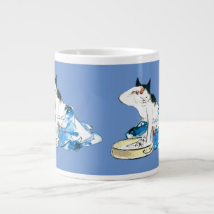 Humourous Japanese Cat Bathing II Large Coffee Mug