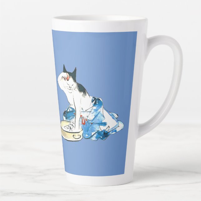 Humourous Japanese Cat Bathing II Latte Mug (Right)
