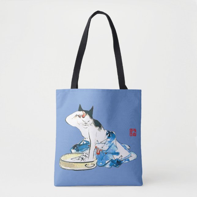 Humourous Japanese Cat Bathing II Tote Bag (Front)