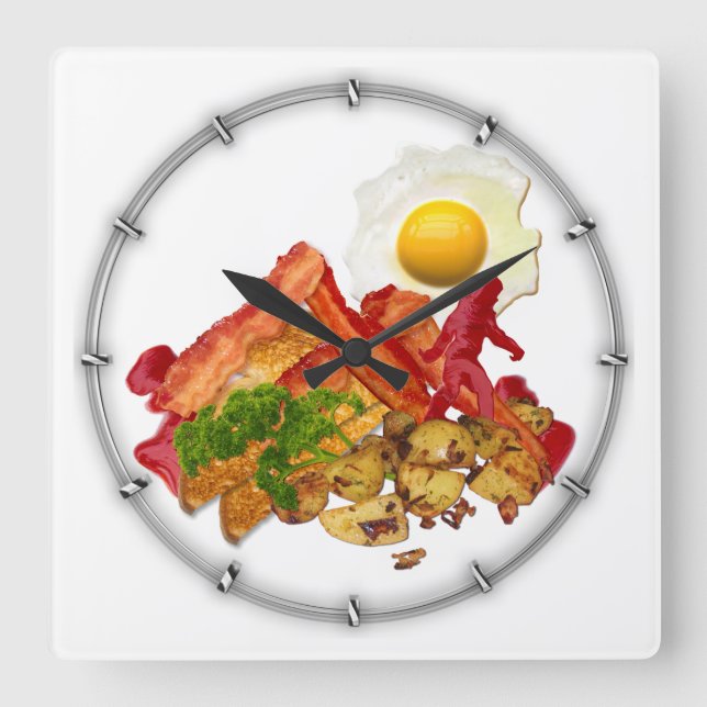 Humourous Ketchup Gone Squatchin for Bacon Square Wall Clock (Front)