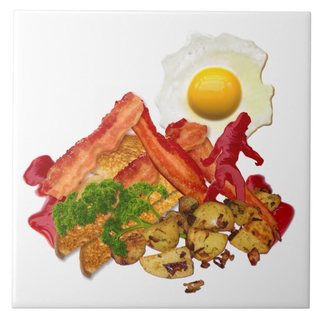 Humourous Ketchup Gone Squatchin for Bacon Tile (Front)