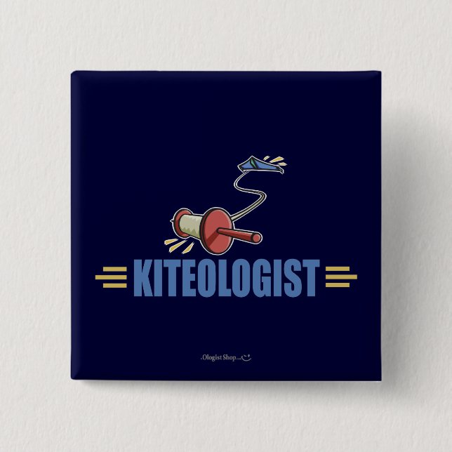 Humourous Kite Flying 2 Inch Square Button (Front)